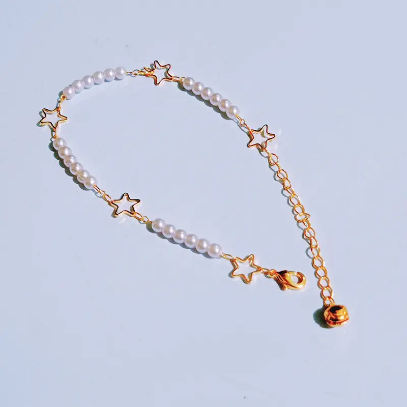 Gelang Tangan Rantai Mutiara - Gelang Dewasa Gold Model Simpel - Gambar 5