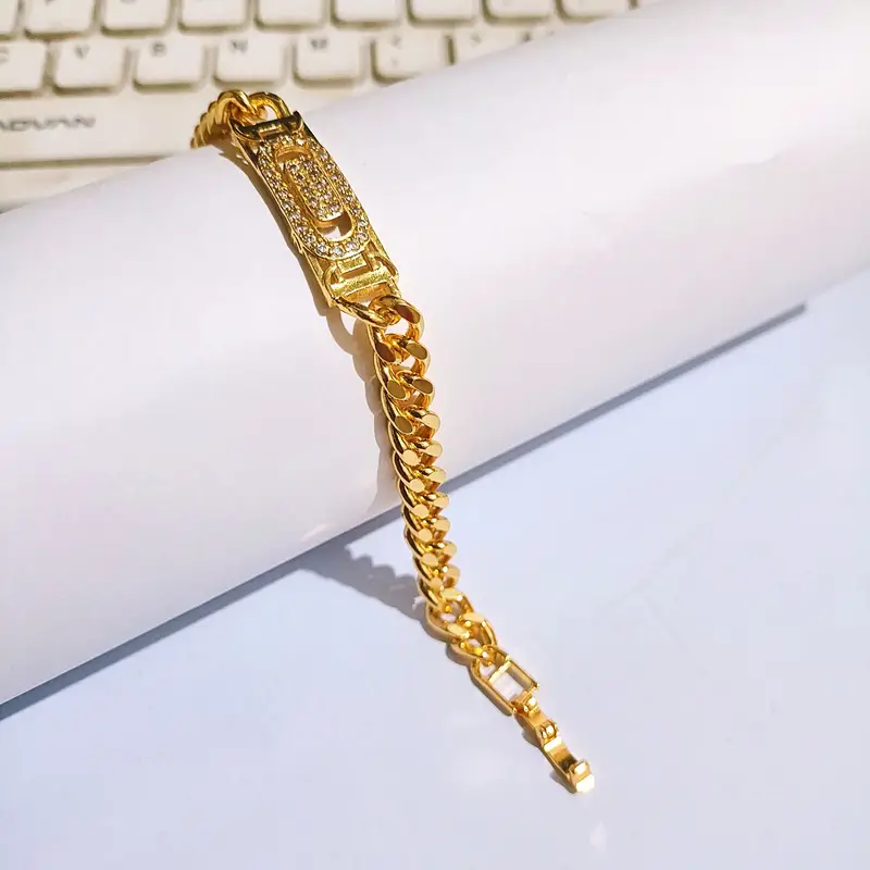 Gelang Tangan Rantai - Gelang Simpel Gold Permata - Gambar 2