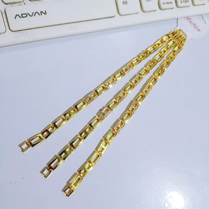 Gelang Tangan Rantai Permata - Gelang Elegan Lapis Emas - Gambar 2