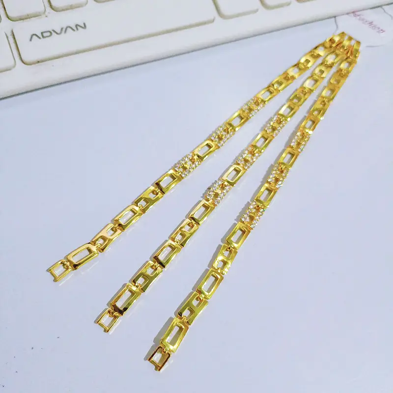 Gelang Tangan Rantai Permata - Gelang Elegan Lapis Emas - Gambar 3