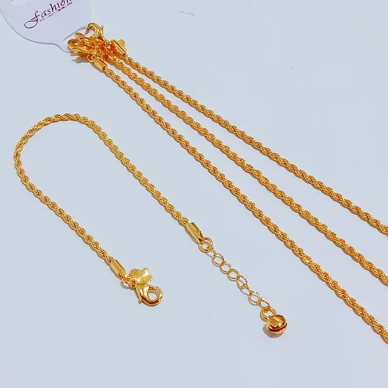 Gelang Tangan Rantai Plat - Gelang Dewasa Gold Anti Karat - Gambar 3