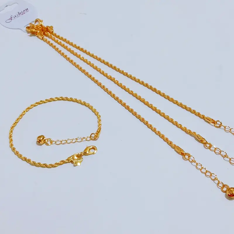 Gelang Tangan Rantai Plat - Gelang Dewasa Gold Anti Karat - Gambar 4