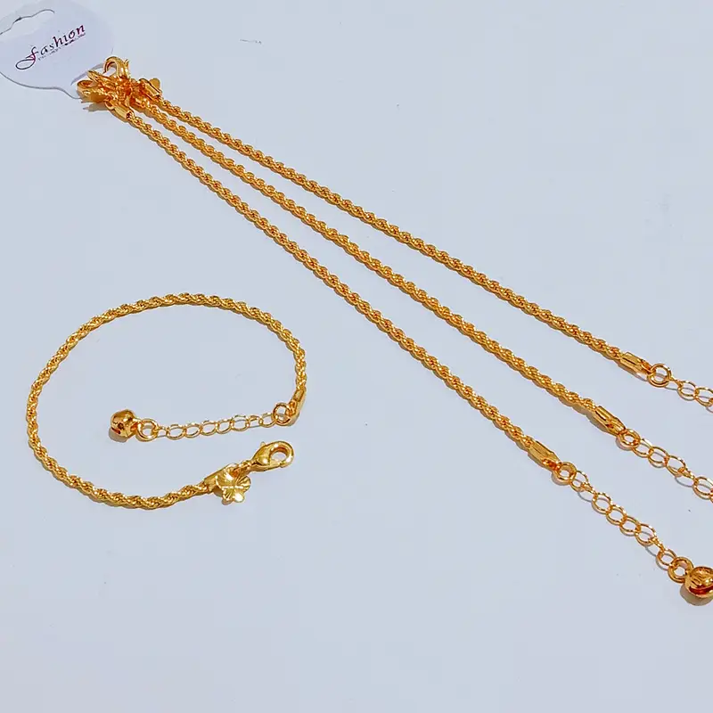 Gelang Tangan Rantai Plat - Gelang Dewasa Gold Anti Karat - Gambar 5