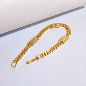 Gelang Tangan Rantai Plat - Gelang Dewasa Permata Elegan