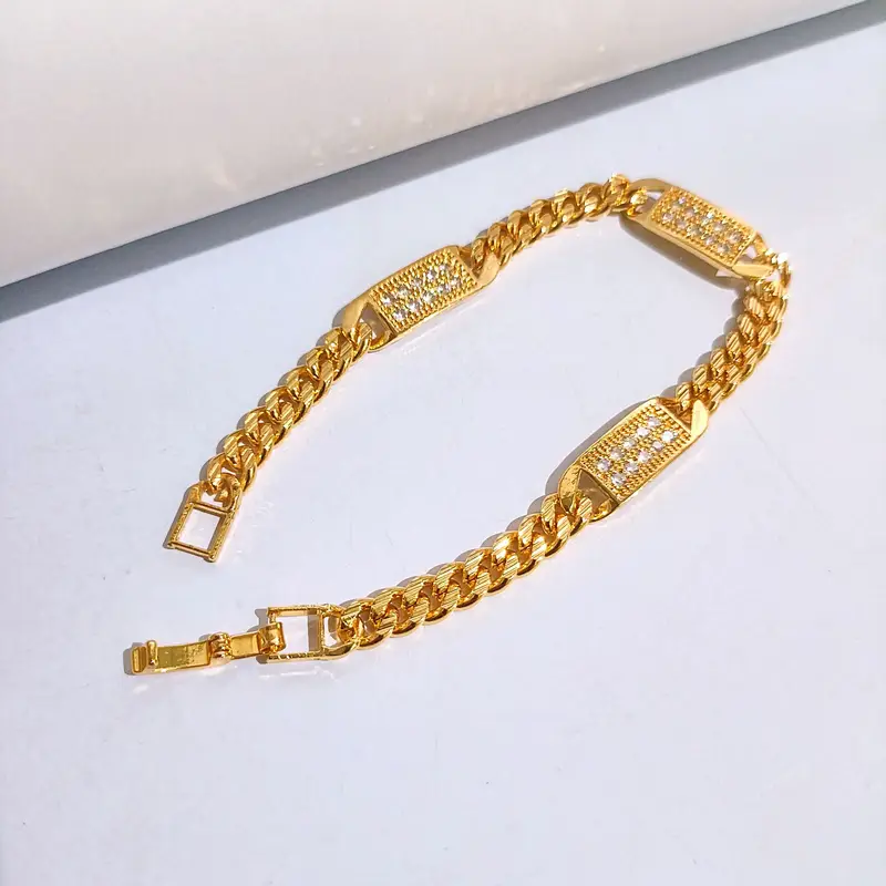 Gelang Tangan Rantai Plat - Gelang Dewasa Permata Elegan - Gambar 3