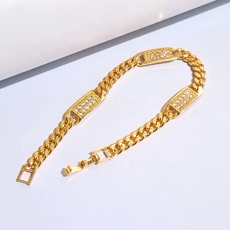 Gelang Tangan Rantai Plat - Gelang Dewasa Permata Elegan - Gambar 4