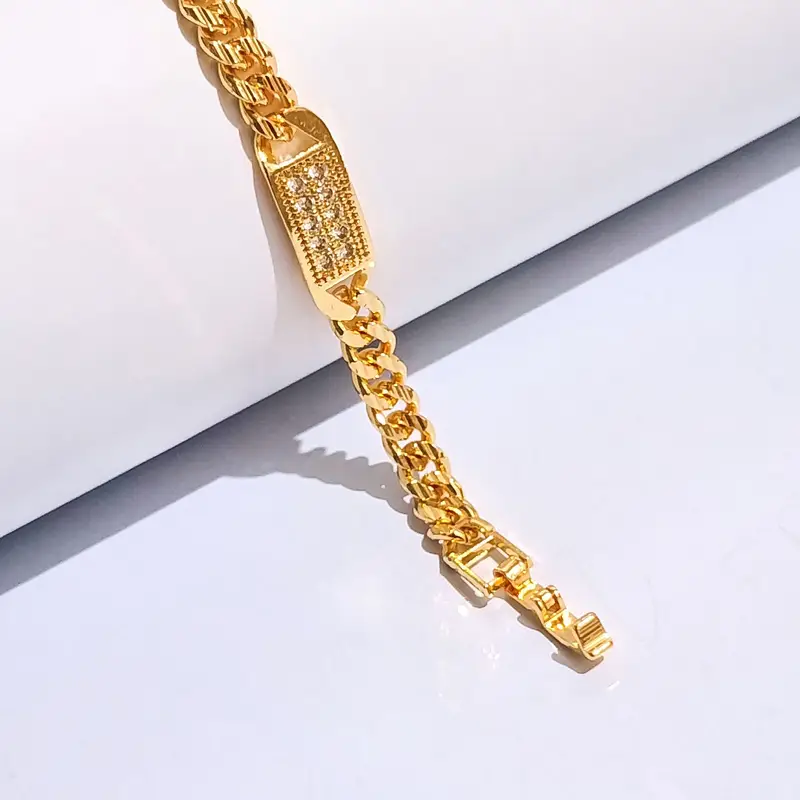 Gelang Tangan Rantai Plat - Gelang Dewasa Permata Elegan - Gambar 5