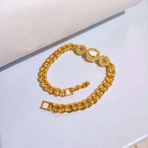 Gelang Tangan Rantai - Gelang Plat Permata Motif Bulat