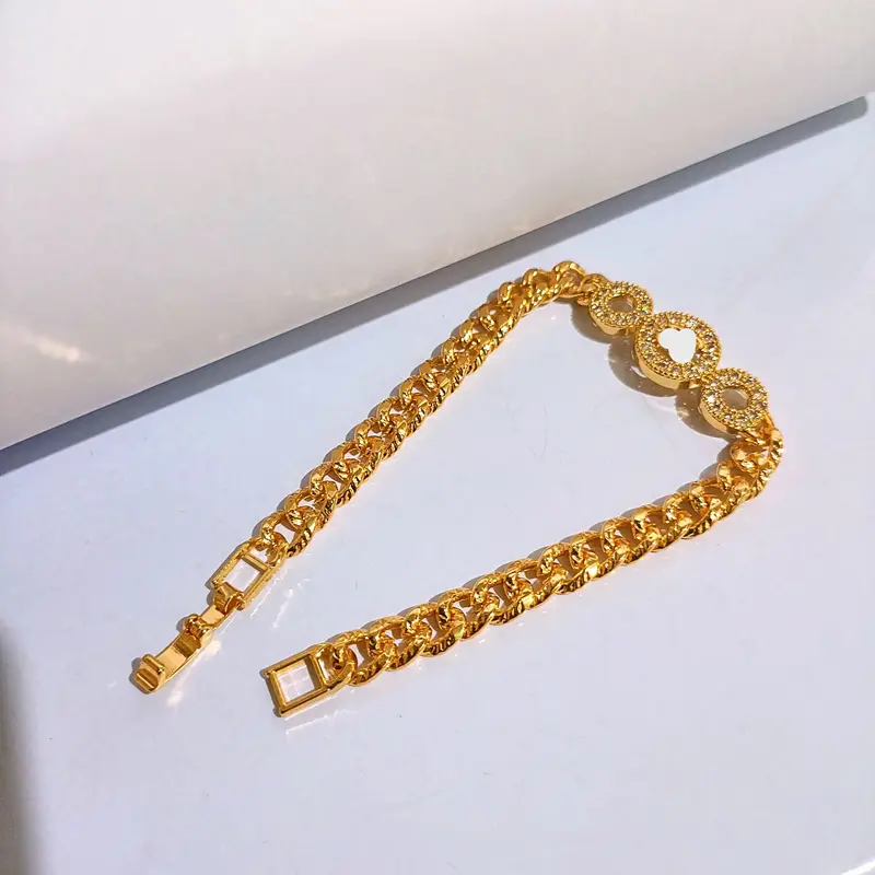 Gelang Tangan Rantai - Gelang Plat Permata Motif Bulat - Gambar 4