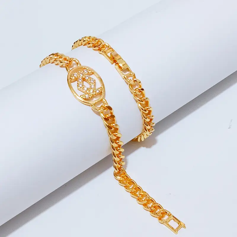 Gelang Tangan Rantai Gold - Gelang Simpel Permata Satu - Gambar 2