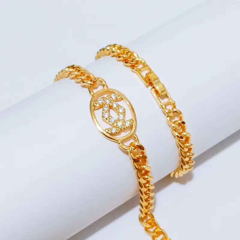 Gelang Tangan Rantai Gold - Gelang Simpel Permata Satu - Gambar 3