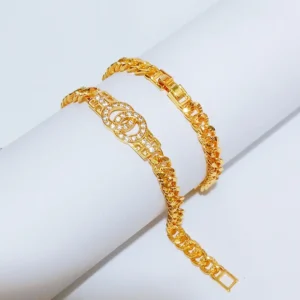 Gelang Tangan Rantai Plat - Gelang Dewasa Permata Zircon