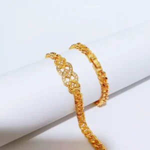 Gelang Tangan Rantai Gold - Gelang Kasual Simpel Permata