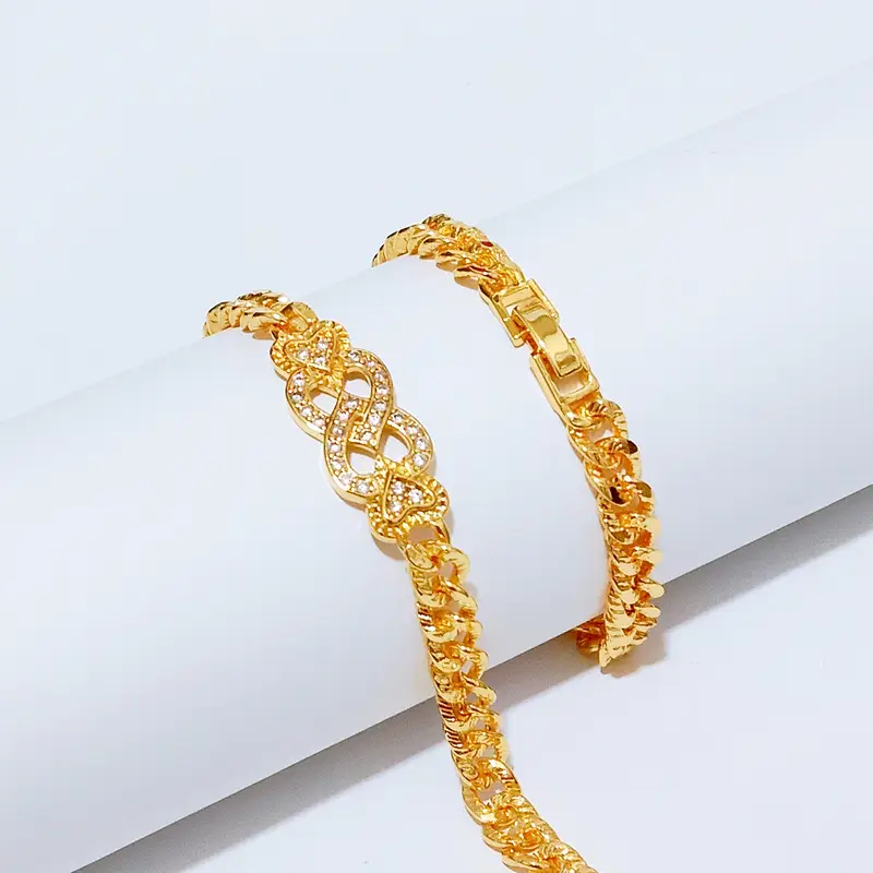 Gelang Tangan Rantai Gold - Gelang Kasual Simpel Permata - Gambar 3