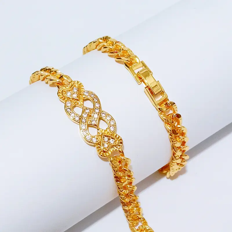 Gelang Tangan Rantai Gold - Gelang Kasual Simpel Permata - Gambar 5