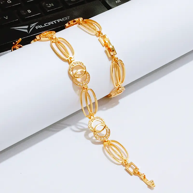 Gelang Tangan Rantai - Gelang Simpel Gold Lapis Emas Anti Karat - Gambar 3