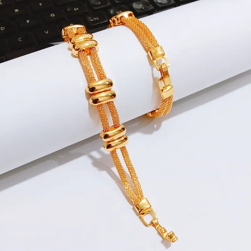 Gelang Tangan Rantai Gold - Gelang Kasual Simpel Elegan - Gambar 2