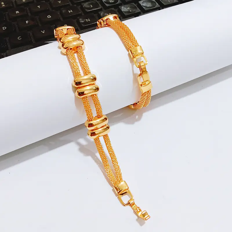 Gelang Tangan Rantai Gold - Gelang Kasual Simpel Elegan - Gambar 3