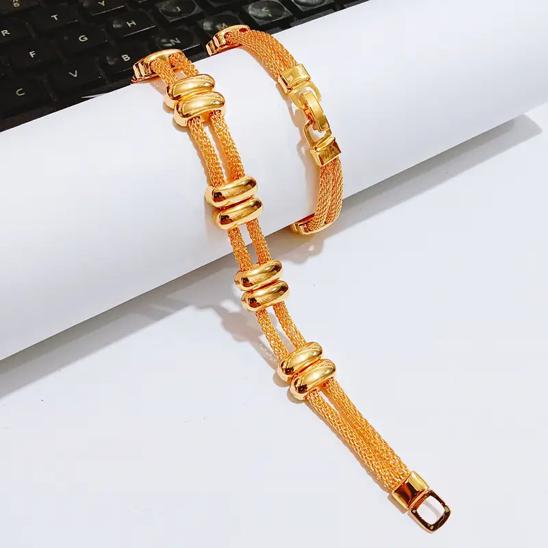 Gelang Tangan Rantai Gold - Gelang Kasual Simpel Elegan - Gambar 4