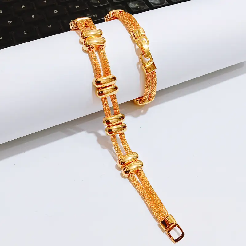Gelang Tangan Rantai Gold - Gelang Kasual Simpel Elegan - Gambar 5