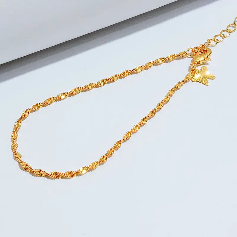 Gelang Tangan Rantai Gold - Gelang Juntai Simpel Gold Elegan - Gambar 3