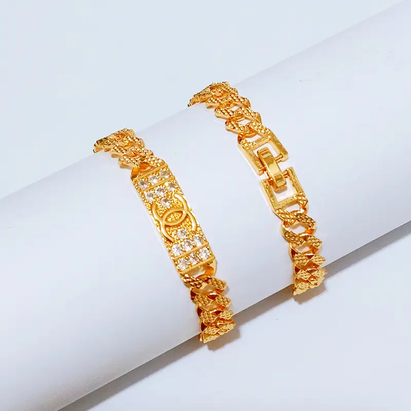 Gelang Tangan Rantai - Gelang Simpel Gold Anti Karat Elegan - Gambar 2