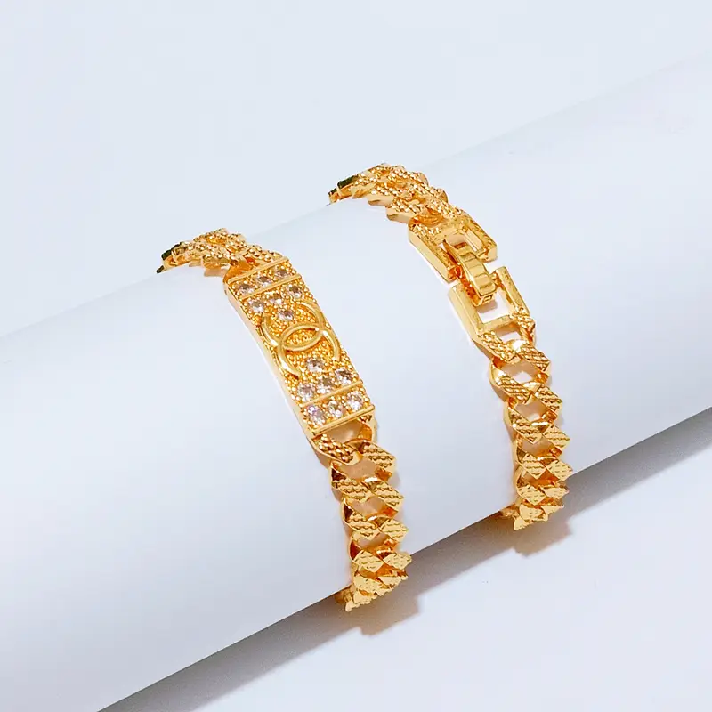 Gelang Tangan Rantai - Gelang Simpel Gold Anti Karat Elegan - Gambar 3