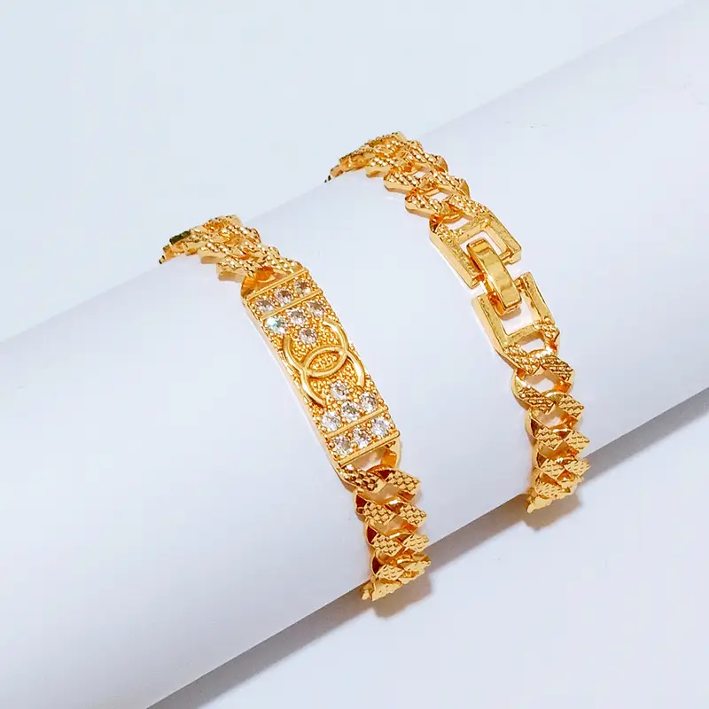 Gelang Tangan Rantai - Gelang Simpel Gold Anti Karat Elegan - Gambar 5