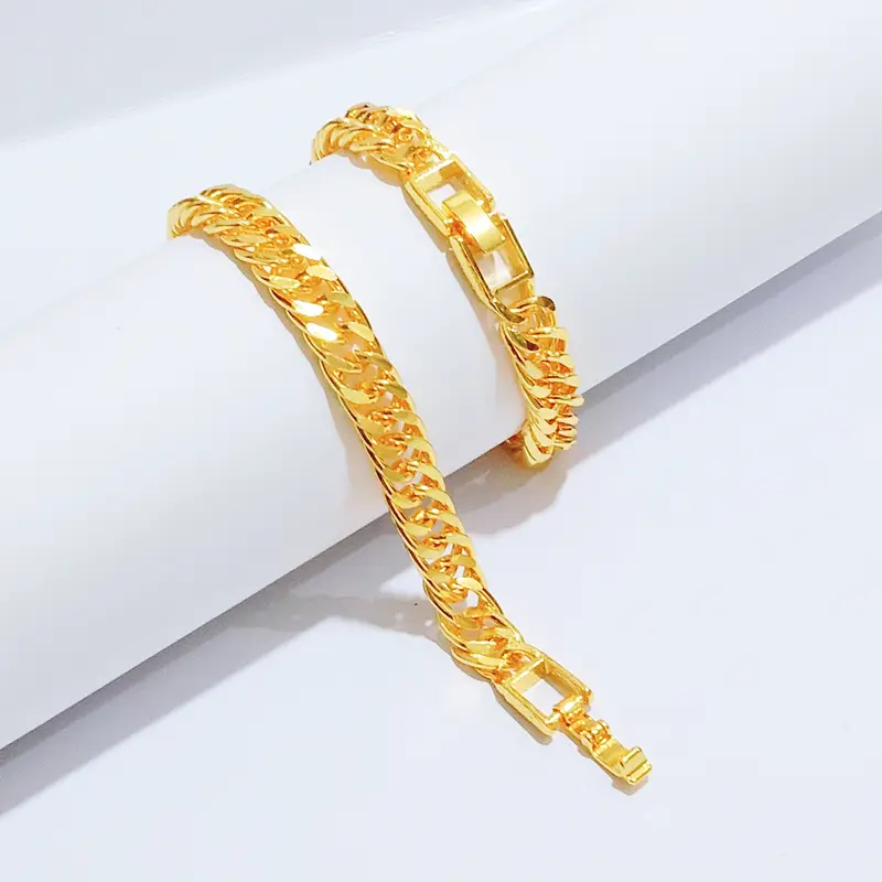 Gelang Tangan Rantai - Gelang Simpel Gold Anti Karat Elegan - Gambar 2