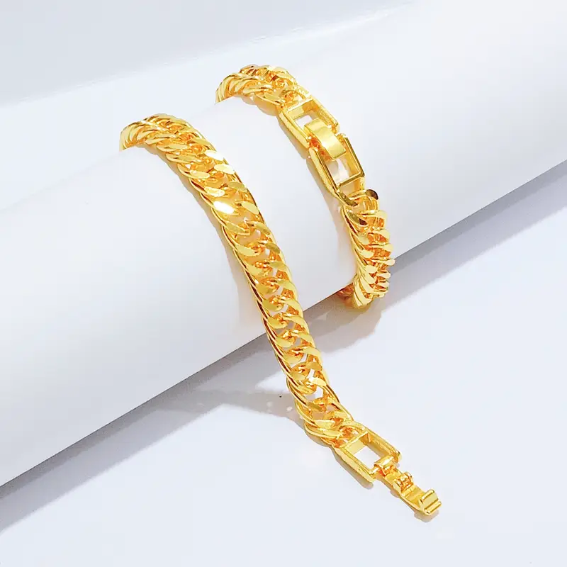Gelang Tangan Rantai - Gelang Simpel Gold Anti Karat Elegan - Gambar 3