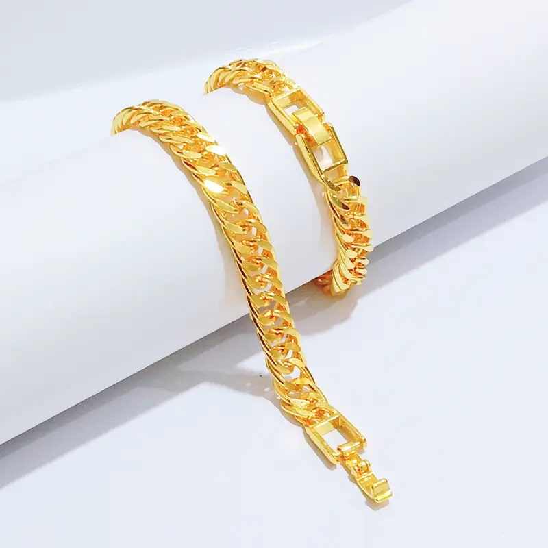 Gelang Tangan Rantai - Gelang Simpel Gold Anti Karat Elegan - Gambar 4