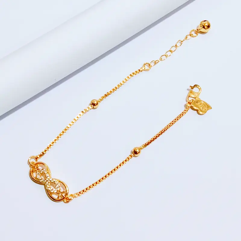 Gelang Tangan Rantai - Gelang Simpel Gold Anti Karat Premium Glossy - Gambar 4