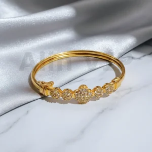 Gelang Bangle Gold Bunga Bulat Baris Permata Alin VIP GLB044 realpict