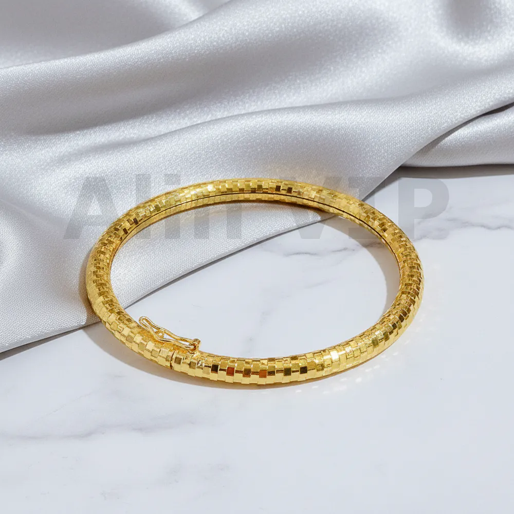 Gelang Bangle Gold Corak Kotak Ukir Alin VIP GLB034 realpict