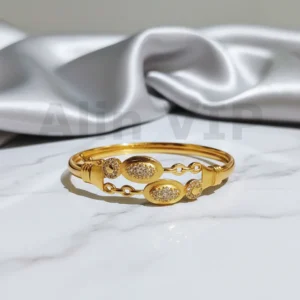 Gelang Bangle Gold Motif Sambung Rantai Permata Alin VIP GLB040 realpict