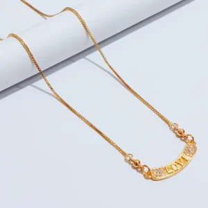 Kalung Koye Dewasa Gold Permata Motif Plat Ukir Love Anti Karat