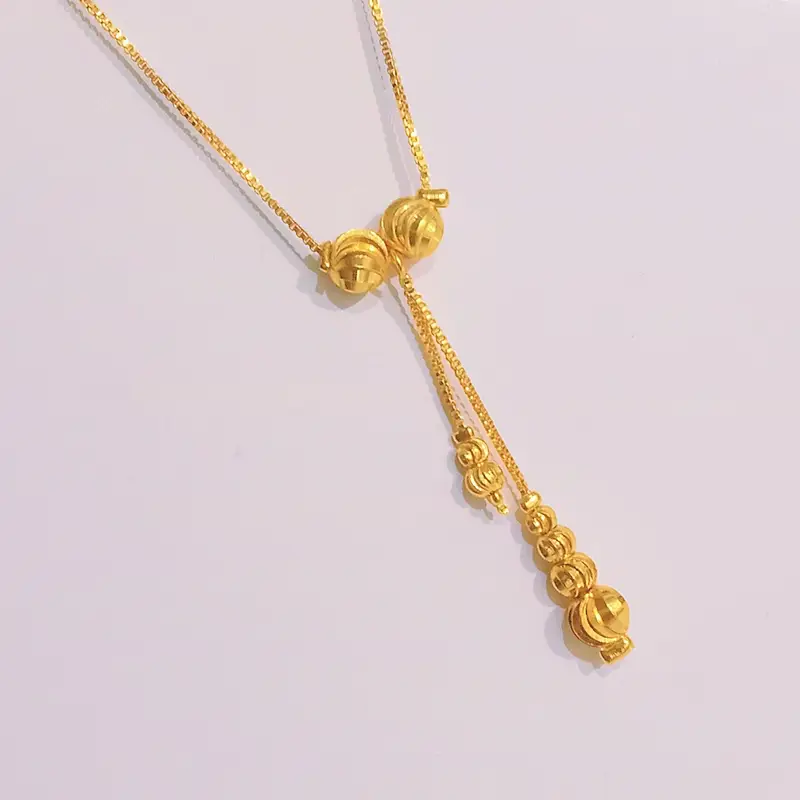 Kalung Koye Dewasa Jurai Bola Ukir Gold Anti Karat Kalung Lapis Emas Elegan - Gambar 2