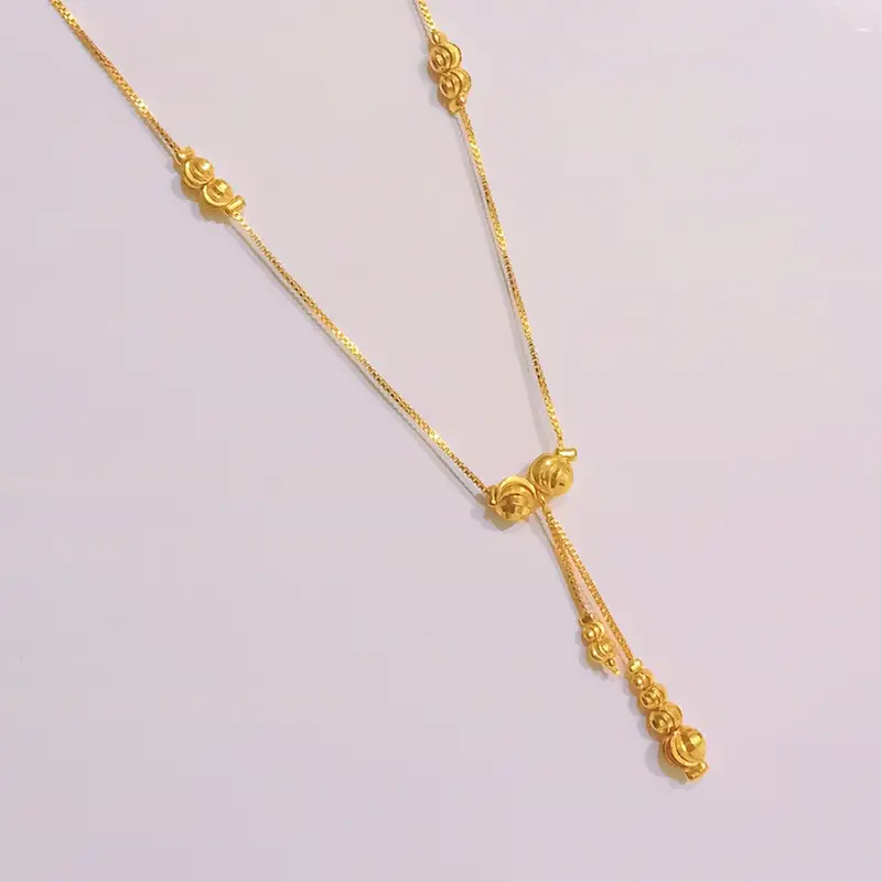 Kalung Koye Dewasa Jurai Bola Ukir Gold Anti Karat Kalung Lapis Emas Elegan - Gambar 3