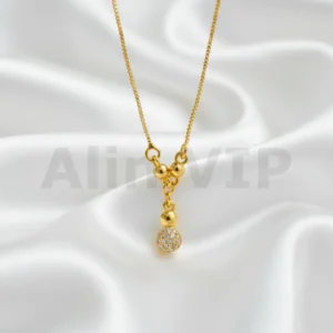 Kalung Anak Gold Rantai Italia Liontin Bola Permata Alin VIP KLA016 realpict