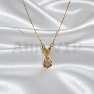 Kalung Anak Gold Rantai Italia Liontin Bunga Permata Alin VIP KLA022 realpict
