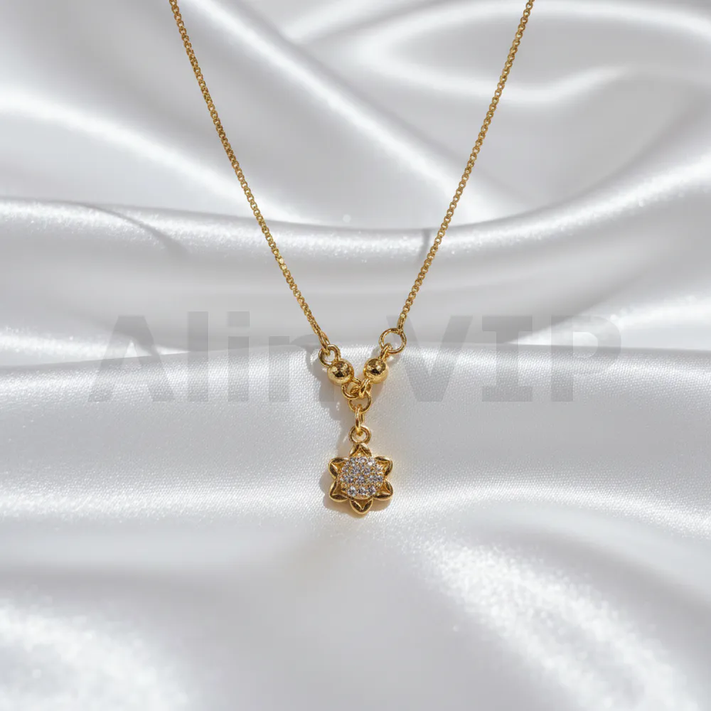 Kalung Anak Gold Rantai Italia Liontin Bunga Permata Alin VIP KLA022 realpict