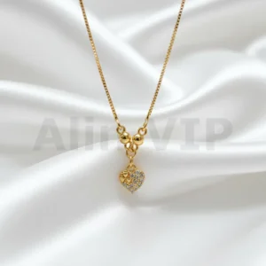 Kalung Anak Gold Rantai Italia Liontin Hati Permata Zircon Alin VIP KLA021 realpict