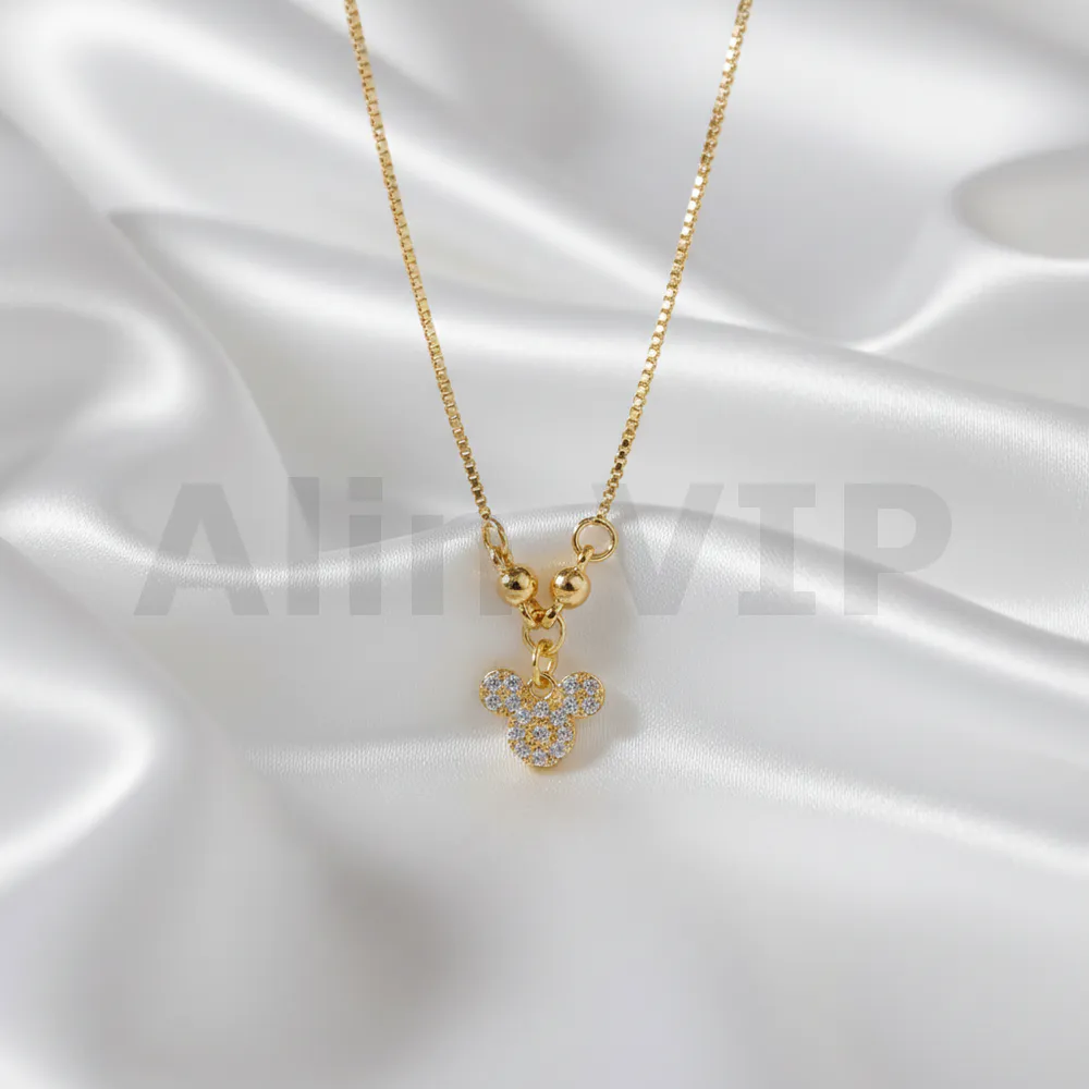 Kalung Anak Gold Rantai Italia Liontin Mickey Permata Alin VIP KLA014 realpict