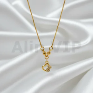 Kalung Anak Gold Rantai Italia Liontin Permata Hati Bunga Alin VIP KLA020 realpict
