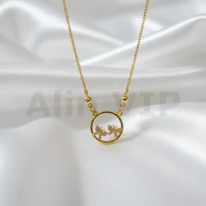 Kalung Anak Gold Rantai Italia Liontin Permata Kupu Kupu Alin VIP KLA017 realpict