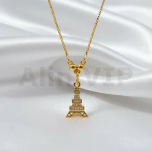 Kalung Anak Gold Rantai Italia Liontin Permata Menara Eiffel Alin VIP KLA013 realpict