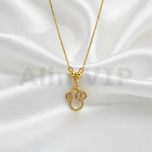 Kalung Anak Gold Rantai Italia Liontin Permata Pita Minnie Alin VIP KLA015 realpict