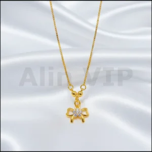 Kalung Anak Gold Rantai Italia Liontin Pita Permata Alin VIP KLA018 realpict