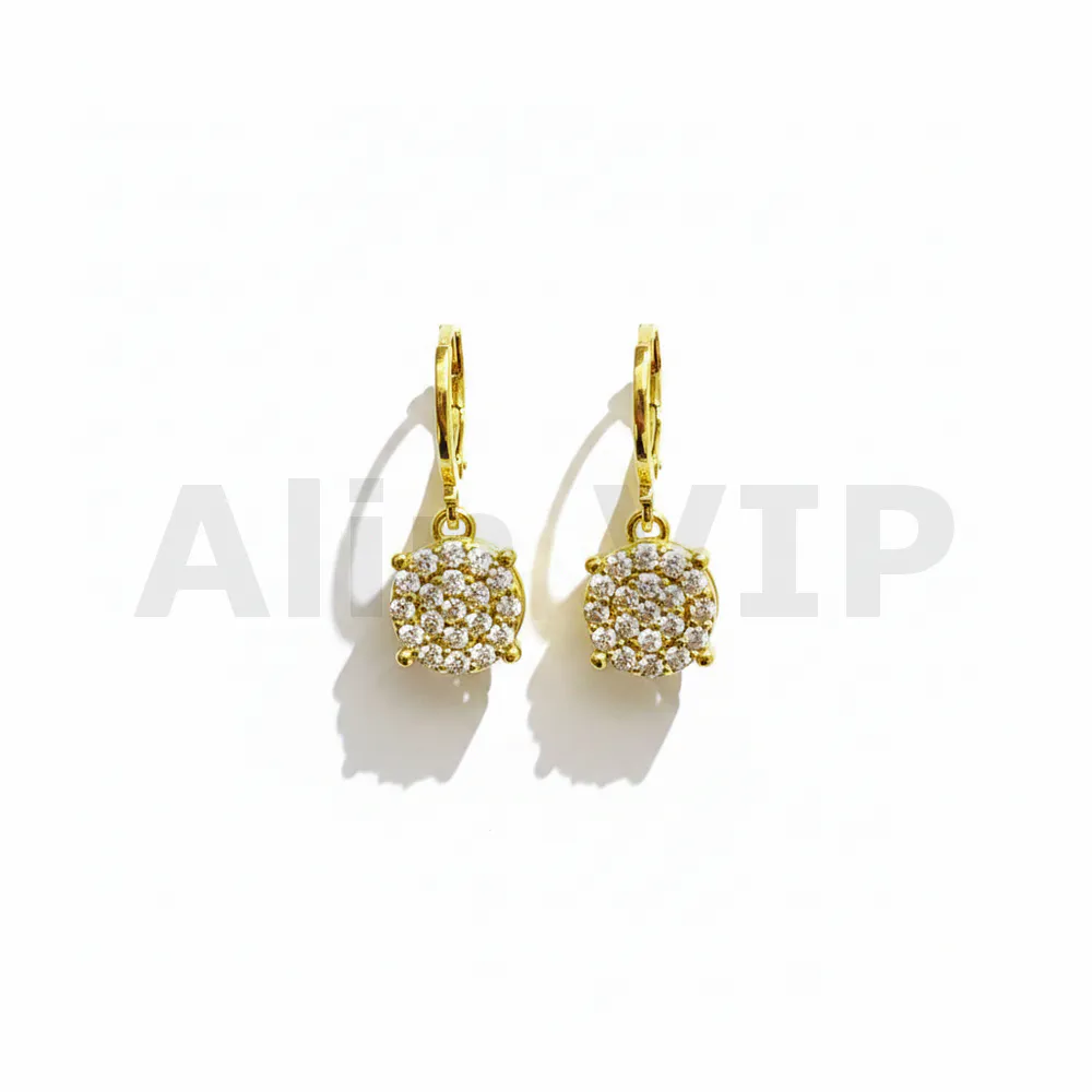 Anting hoop wanita motif zircon pave gold lapis emas penuh permata berkilau elegan ATW004
