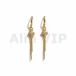 Anting hoop juntai wanita motif baling baling permata zircon gold lapis emas gaya Korea ATW111